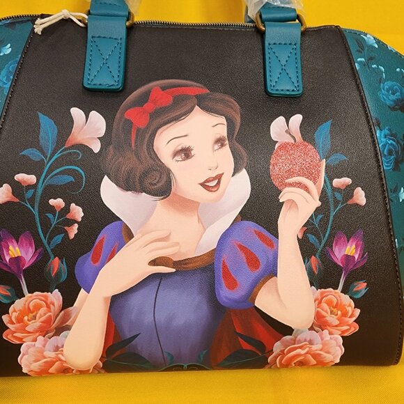 Loungefly Disney Princess Snow White Glitter Apple Floral Satchel Handbag NEW - Picture 2 of 12